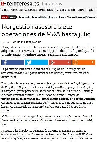 Norgestion asesora siete operaciones de M&A hasta julio